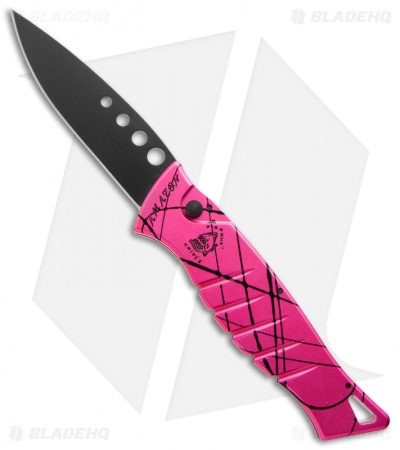 Piranha Amazon Automatic Knife Hot Pink/Black Aluminum (3.5" Black)