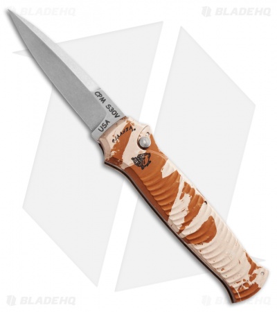 Piranha Bodyguard Automatic Knife Desert Camo Aluminum (3.3" Stonewash S30V)