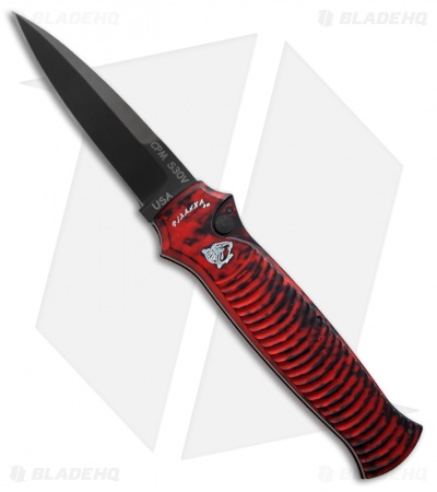 Piranha Bodyguard Automatic Knife Red Tactical Aluminum (3.3" Black)