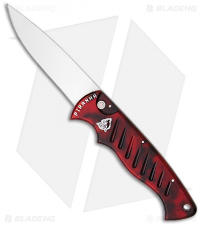 Piranha P-1 Pocket Automatic Knife Red (3.2" Mirror)