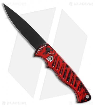 Piranha Pocket Automatic Knife Red Tactical (3.2" Black)
