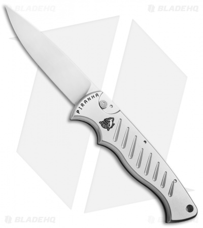 Piranha P-1 Automatic Knife Silver Aluminum (3.2" Mirror 154CM)