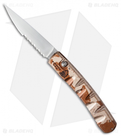 Piranha Virus Automatic Knife Desert Camo Aluminum (3.25" Mirror Serr)