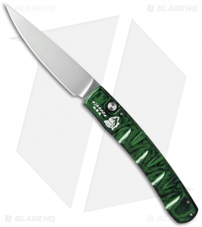Piranha Virus Automatic Knife Green Aluminum (3.25" Mirror)