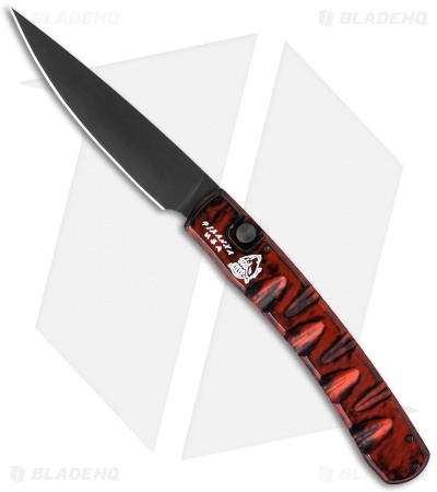 Piranha Virus Automatic Knife Red Tactical (3.25" Black)