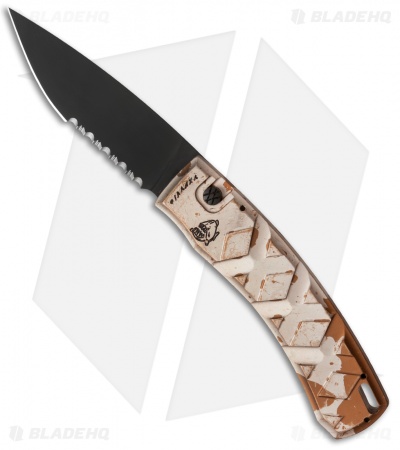 Piranha X Automatic Knife Desert Camo Aluminum (3.3" Black Serr)
