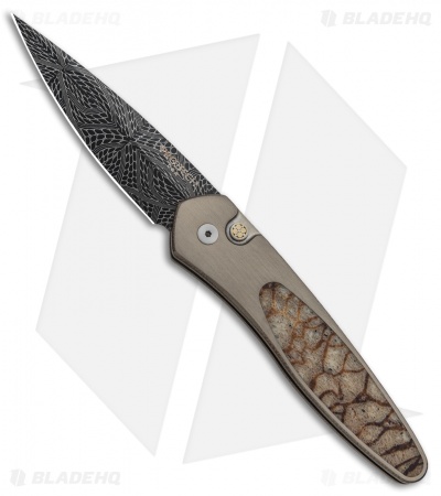 Pro-Tech Custom Newport Automatic Knife Titanium Tiger Coral (3" Damascus)