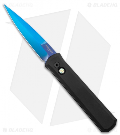 Pro-Tech Godfather Automatic Knife Black (4" Sapphire Blue) 921-SB