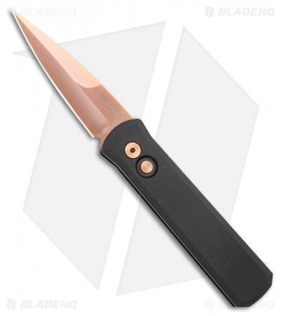 Pro-Tech Godson Automatic Knife Black Aluminum (3.15" Rose Gold) 721-RG