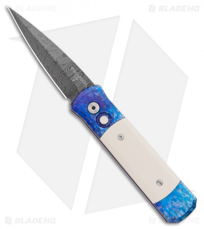 Pro-Tech Godson Blues Automatic Knife Jazz/Ivory Micarta (3.15" Damascus) 710