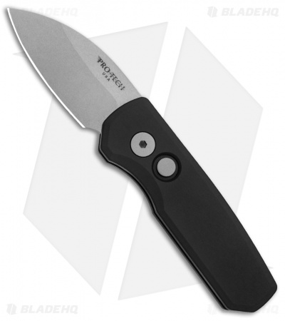 Pro-Tech Runt 5 Wharncliffe Automatic Knife Black (1.9" Stonewash)