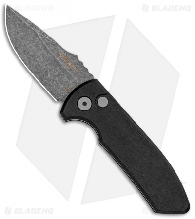 Pro-Tech Les George SBR Automatic Knife Black  Aluminum (2.6" Acid Wash)