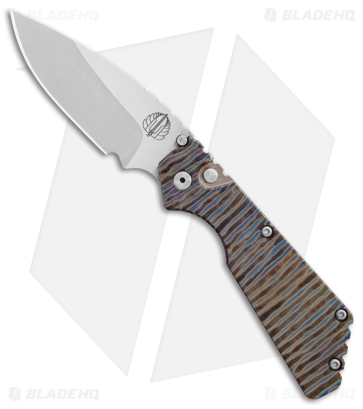 Strider + Protech Custom PT | Automatic Knife Tiger Stripe Ti | Satin/SW