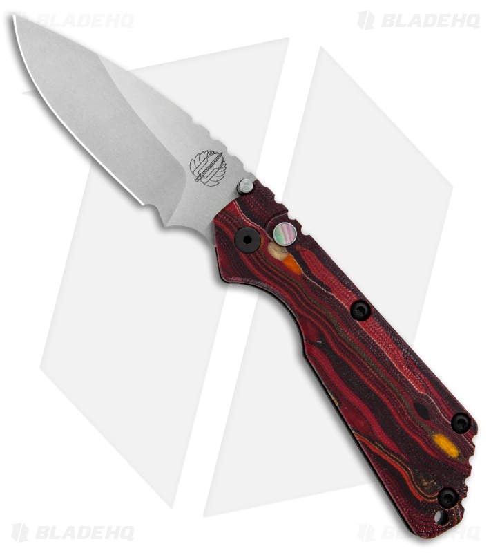 Strider + Pro-Tech SnG Automatic Knife Red/Orange Grain Micarta (3.5 ...