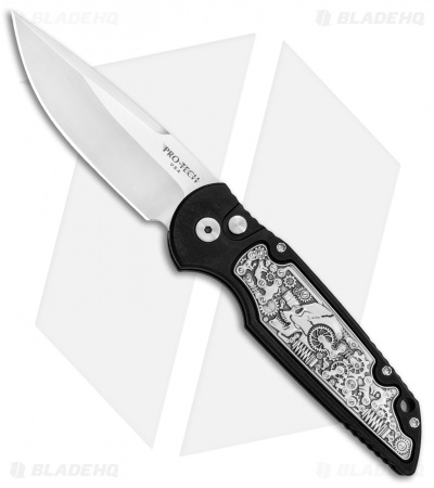 Pro-Tech TR-3 Shaw Steampunk Automatic Knife Coin Struck Inlay (3.3" Satin)