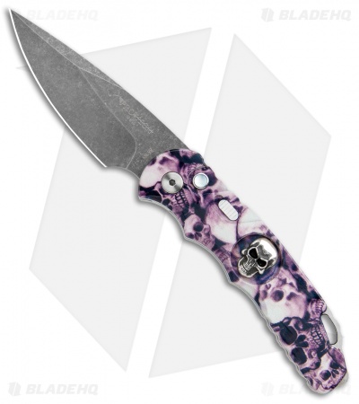 Pro-Tech TR-5 Skull Tactical Response Auto Knife Purple Skulls (3.25" Acid SW)