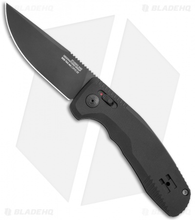 SOG Knives SOG-TAC AU Drop Point Auto Knife Black Aluminum (3.4" Blk)*DISC*