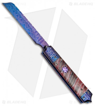 Rainy Vallotton Custom  Full Guillotine Razor Auto Knife Mammoth (4" Damascus)