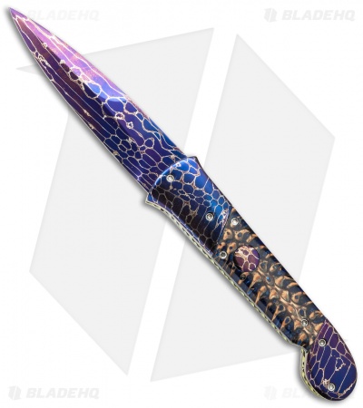 Rainy Vallotton Custom Gamblerette Automatic Knife Blue Spruce Cone ...