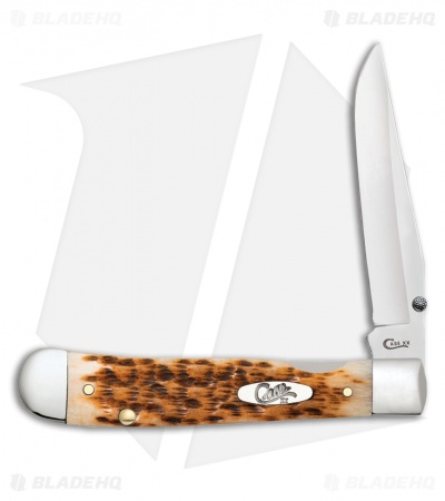 Case Kickstart TrapperLock Assisted Knife Amber Bone Peach Seed Jig (6154AC CV)