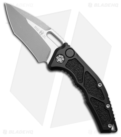 Heretic Knives Medusa Recurve Automatic Knife Black Aluminum (3" Battleworn)