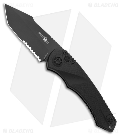 Heretic Knives Mini Pariah Tanto Automatic Knife Black Polymer (3.3" DLC Serr)