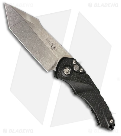 Heretic Knives Mini Pariah Tanto Automatic Knife Black Polymer (3.3" SW)