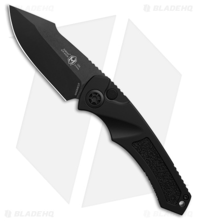 Heretic Knives Pariah Auto Knife Black Aluminum W/ Grip Inserts (3.8" DLC)