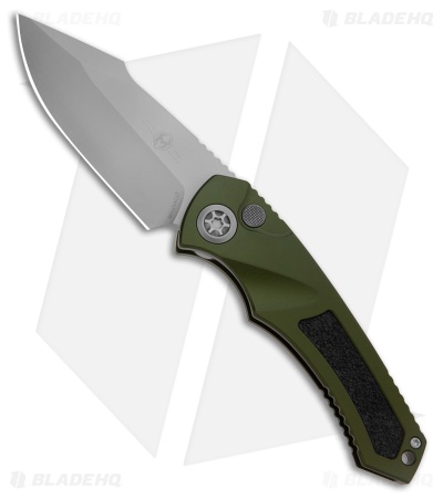 Heretic Knives Pariah Auto Knife Green Aluminum W/ Grip Inserts (3.8