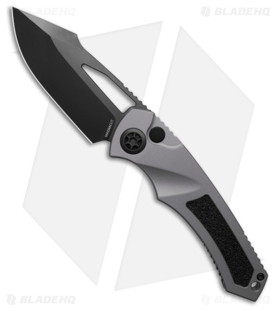 Heretic Knives Pariah MagnaCut Button Lock Knife Gray/Black Aluminum (3.8" DLC)