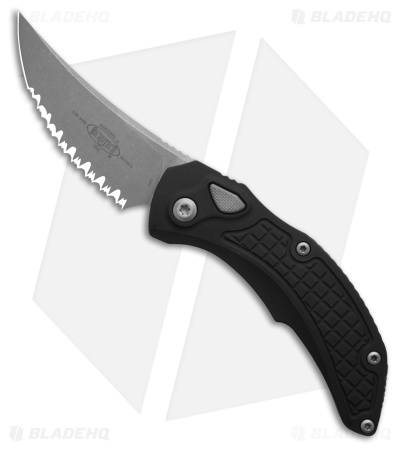 Microtech Brachial Automatic Knife Black Aluminum (3.25" Apocalyptic Full Serr)