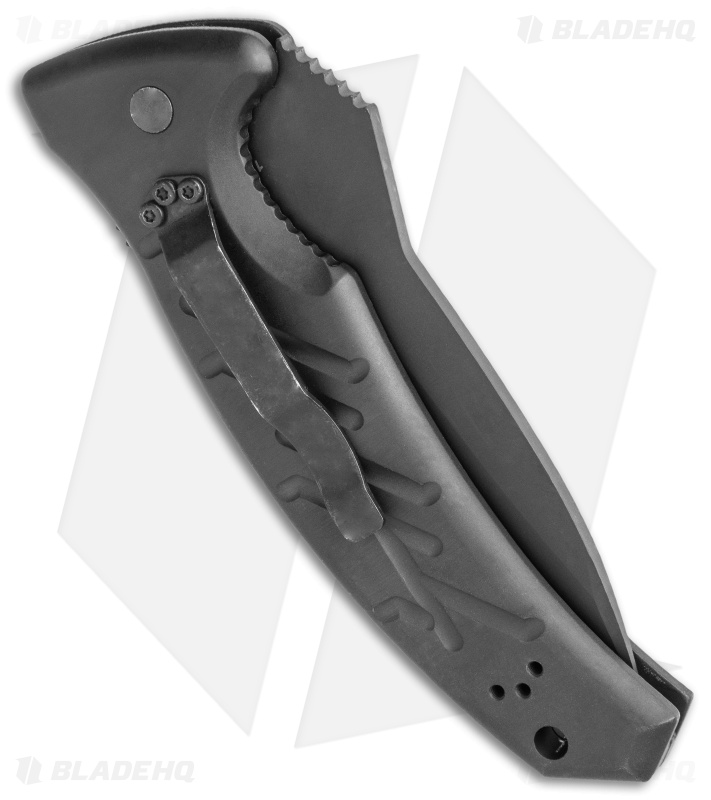 Ontario XM Strike Fighter - Automatic Knife | Black/Tanto/Serr