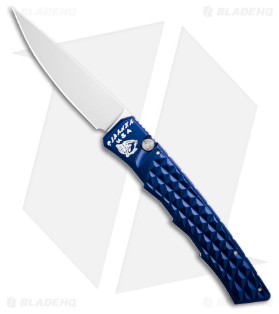 Piranha Crossfire Automatic Knife Blue Aluminum (3.1" Mirror) P-23B