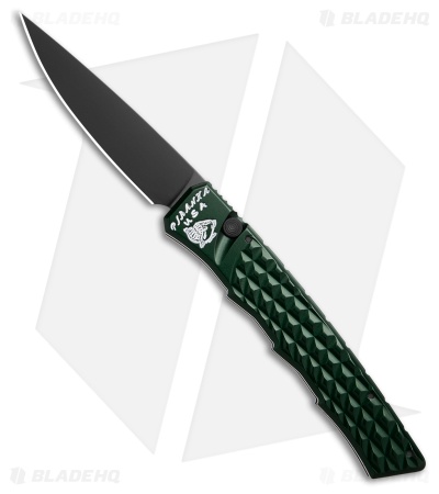 Piranha Crossfire Automatic Knife Green Aluminum (3.1" Black) P-23GT