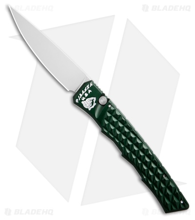 Piranha Crossfire Automatic Knife Green Aluminum (3.1" Mirror) P-23G