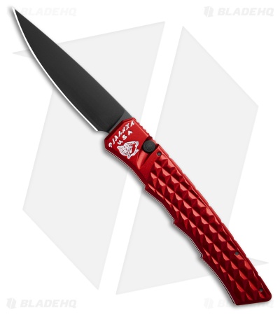 Piranha Crossfire Automatic Knife Red Aluminum (3.1" Black) P-23RT