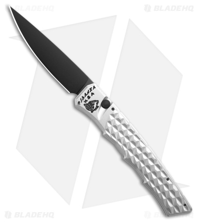Piranha Crossfire Automatic Knife Silver Aluminum (3.1" Black) P-23ST