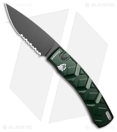 Piranha X Automatic Knife Green Aluminum (3.3" Black Serr)