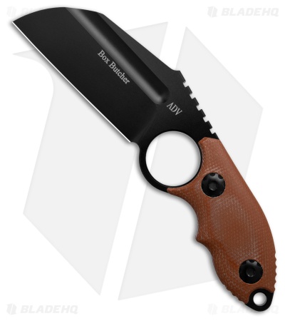 Andre de Villiers Box Butcher Fixed Blade Knife Brown Micarta (3.75" Black)