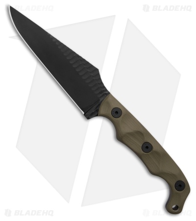 Stroup Knives TU2 Fixed Blade Knife OD Green G-10 (4.5" Black)