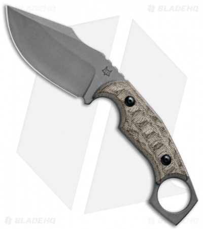 Fox Knives Monkey Thumper Fixed Blade Knife OD Green Micarta (3.5" Stonewash)