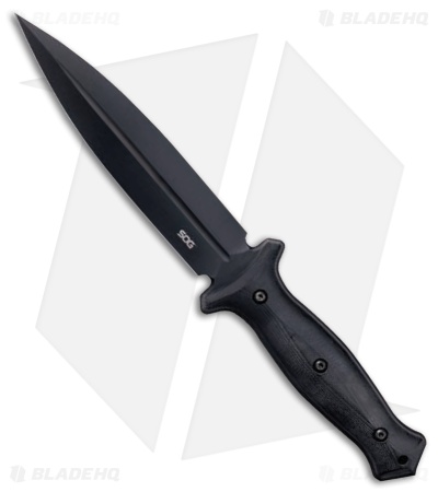 SOG Pentagon Elite Dagger Fixed Blade Knife Blackout (6" Black)