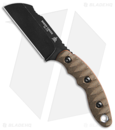 TOPS Knives Sheep Creek Fixed Blade Knife Green/Tan Micarta (3.75" Black)