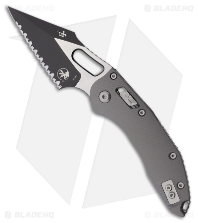 Microtech Stitch Ram-Lok Knife Natural Clear Aluminum (3.75" Two-Tone Serr)