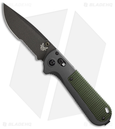 Benchmade Redoubt AXIS Lock Knife Green/Gray Grivory (3.6" Cerakote Serr) 430SBK
