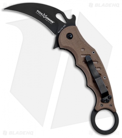 Fox Knives Karambit Folder Knife Dark Earth G-10 (3.1" Black) 479E *DISC*