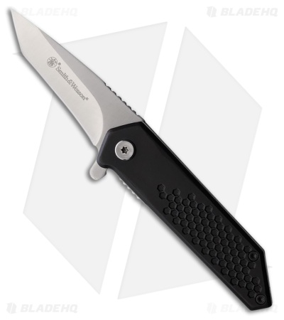 Smith & Wesson Extreme Ops Spring Assisted Tanto Knife Black Al (2.5" Satin)