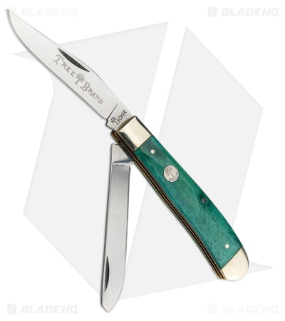 Boker Trapper Knife 4.125" Smooth Green Bone 110829
