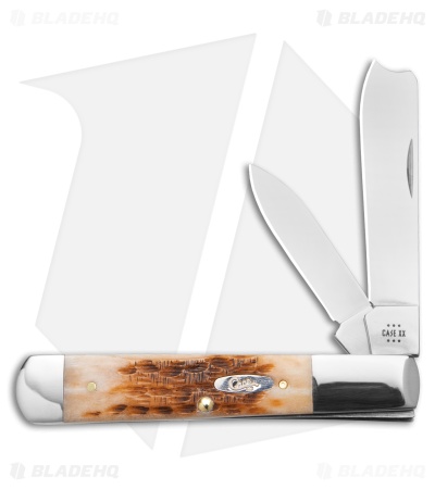 Case Razor Knife 3.9" Amber Bone Peach Seed Jig (62005RAZ SS) 10722