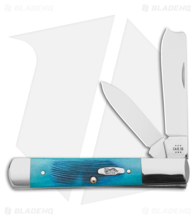 Case Knives Razor Knife 3.9" Caribbean Blue Sawcut Jig Bone (62005RAZ SS) 25583